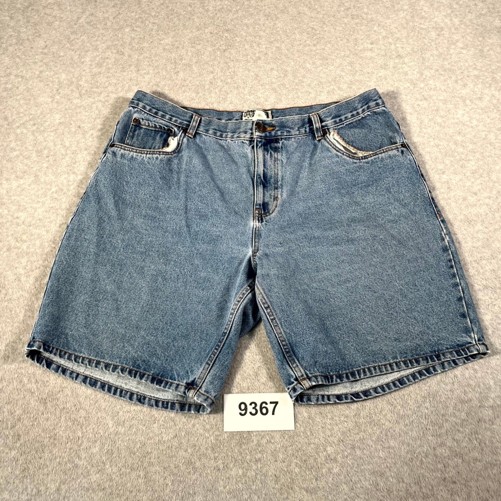 90s Vintage Route 66 Shorts Mens 42 Blue Denim Medium Wash Cotton Flat‎ Front